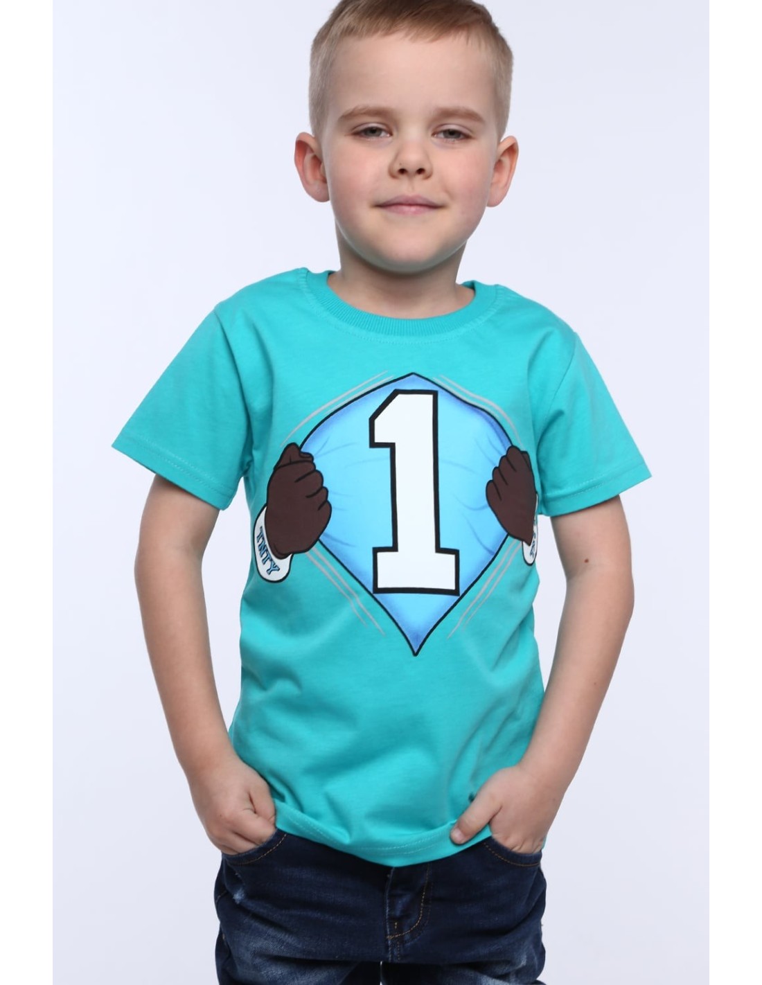 Boy\'s T-shirt with a number, mint NDZ4478 - Online store - Boutique